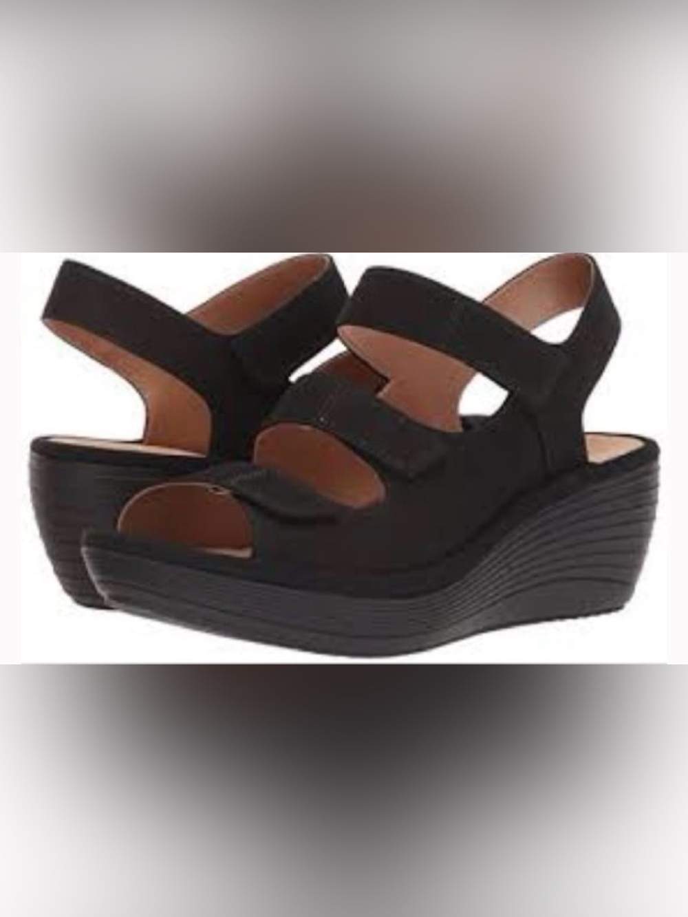 Clarks Women's Black hook-and-loop fastener strap Sandals